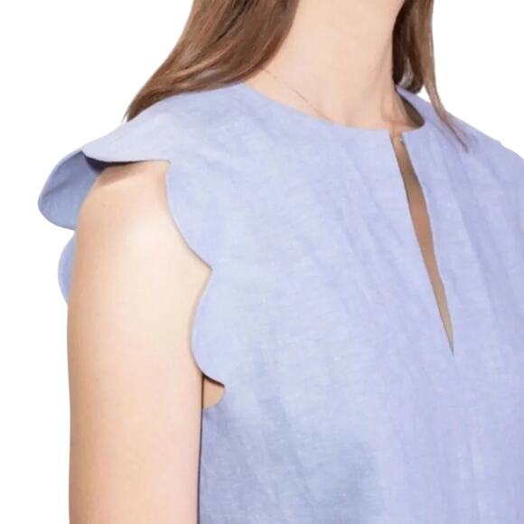 & Other Stories / Paris Atelier Linen Scalloped Blouse, Size 12 - Picture 2 of 15